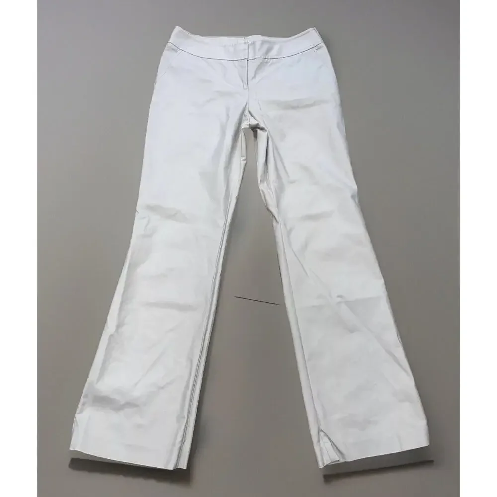 Halogen Women's Dress Pants Beige Straight Taylor Fit Mid Rise Pockets Size 10